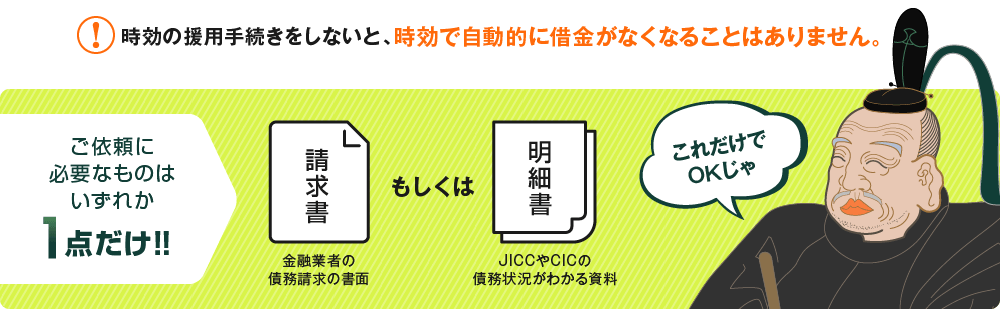 時効の援用手続きをしないと、時効で自動的に借金がなくなることはありません。